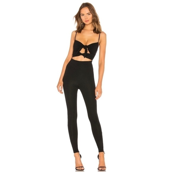 LPA Front Tie Jumpsuit Black Cat Woman H51 - Picture 1 of 6